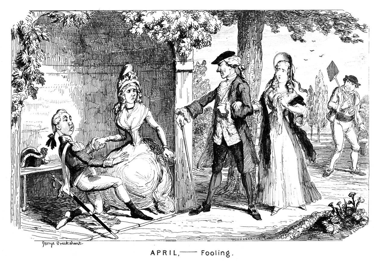 April - Foppen, ca. 1839 door George Cruikshank