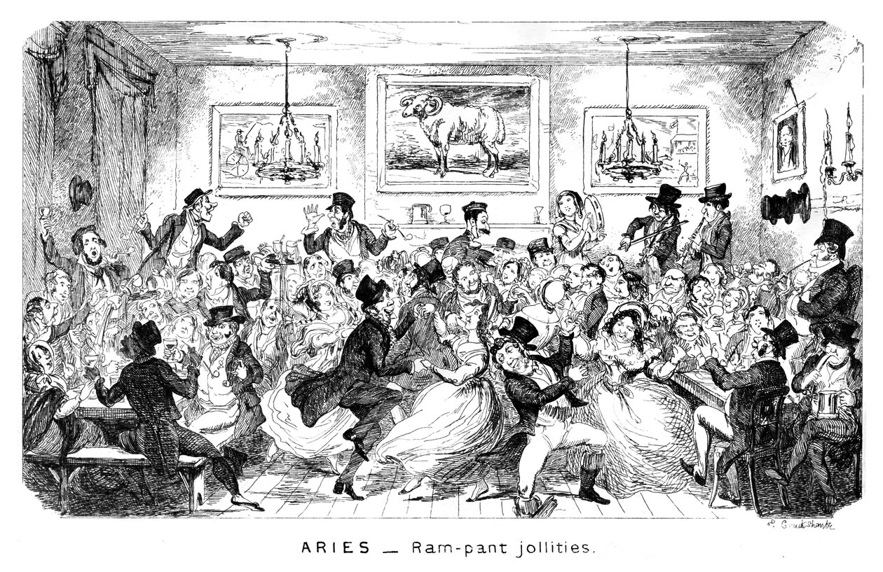 Aries - Ram-pant vrolijkheden, 19e eeuw door George Cruikshank