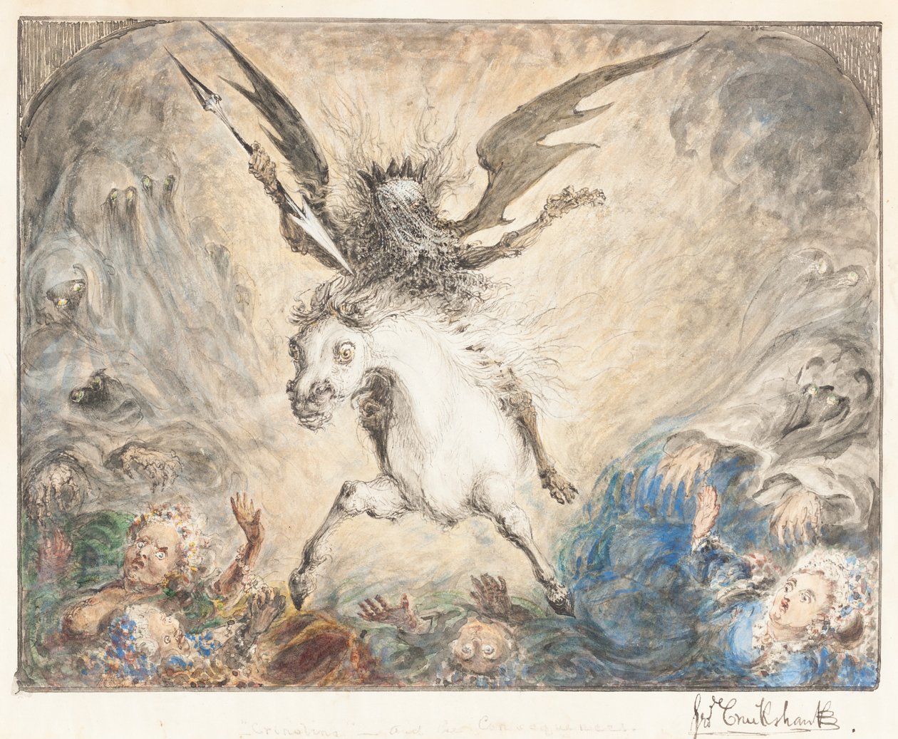 "Crinolina" - en de gevolgen [recto] door George Cruikshank