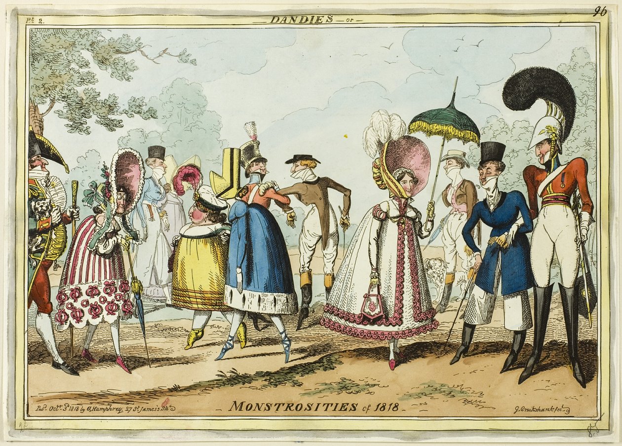 Dandies of monstrositeiten van 1818 door George Cruikshank