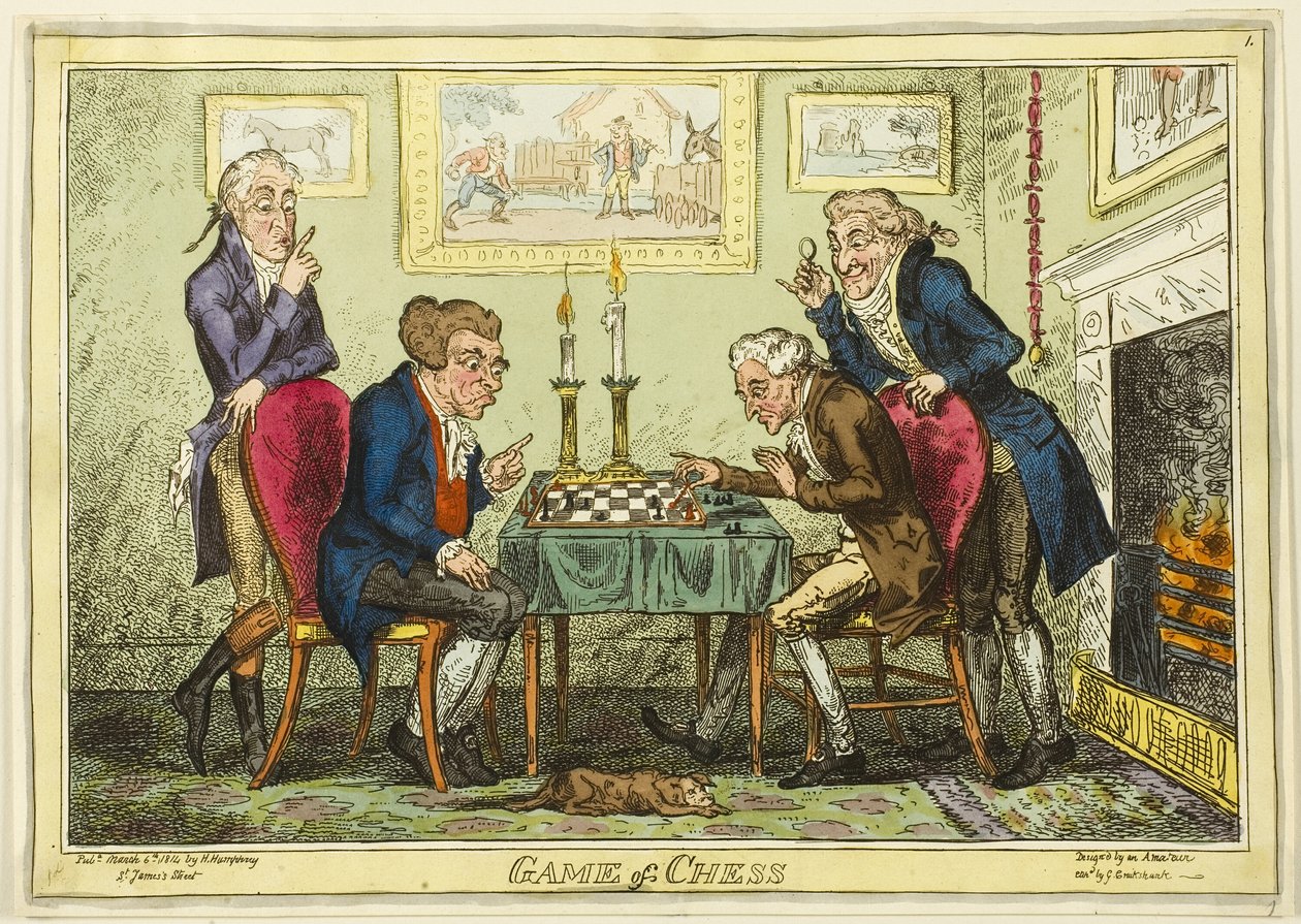 Schaakspel door George Cruikshank