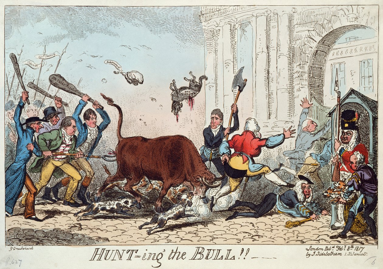 De stierenjacht door George Cruikshank
