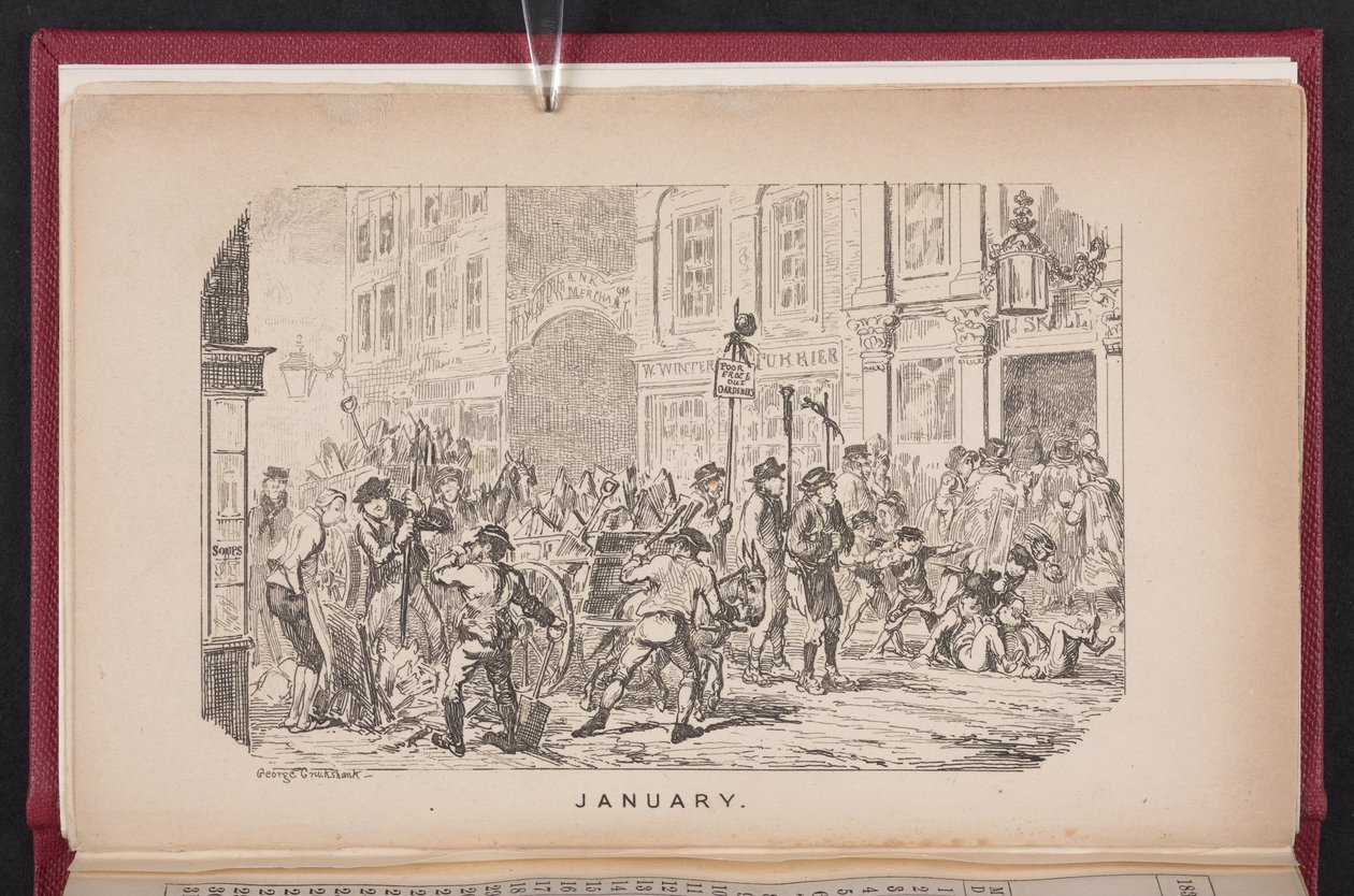 Januari van The Comic Almanack door George Cruikshank