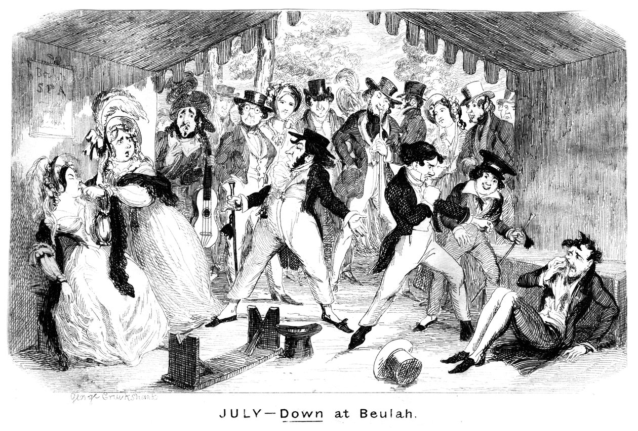 Juli - Beneden bij Beulah, ca. 1840s door George Cruikshank