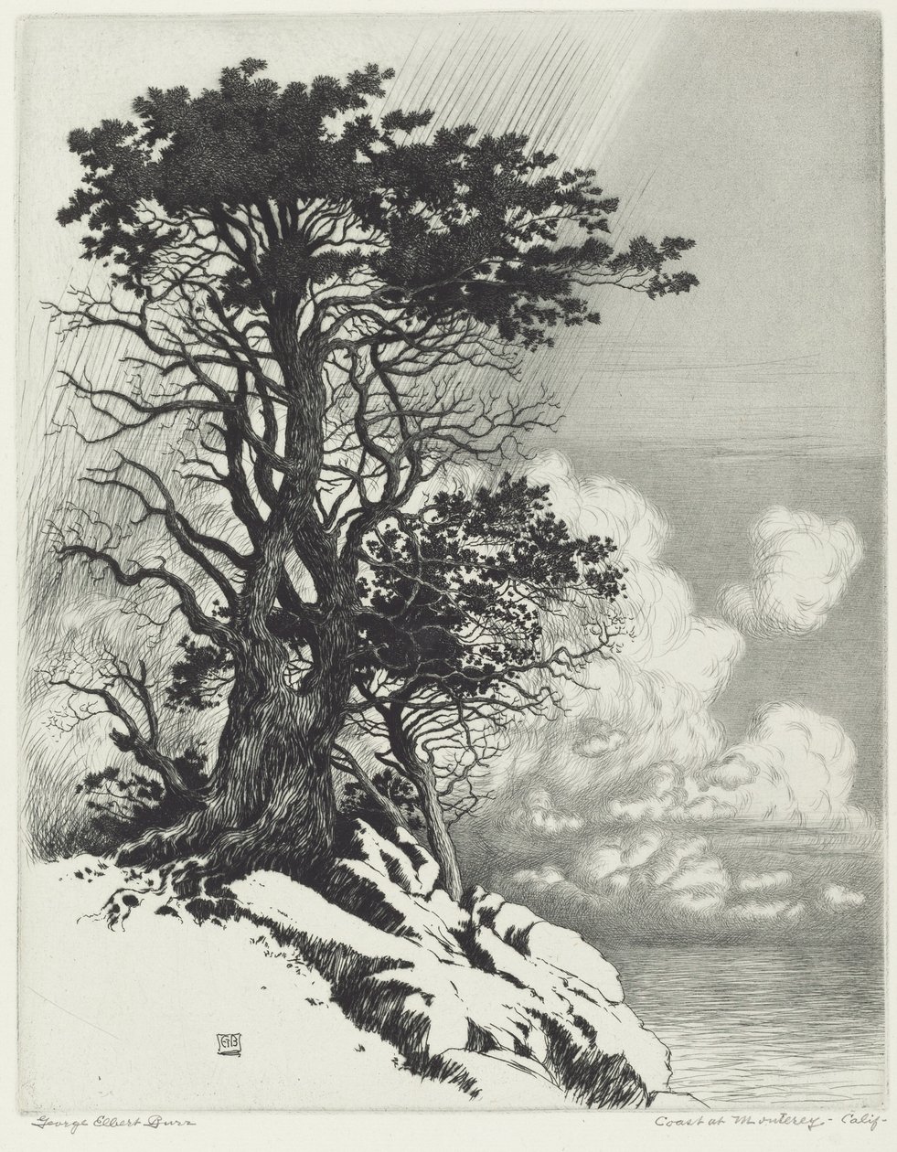 Kust bij Monterey, Californië door George Elbert Burr