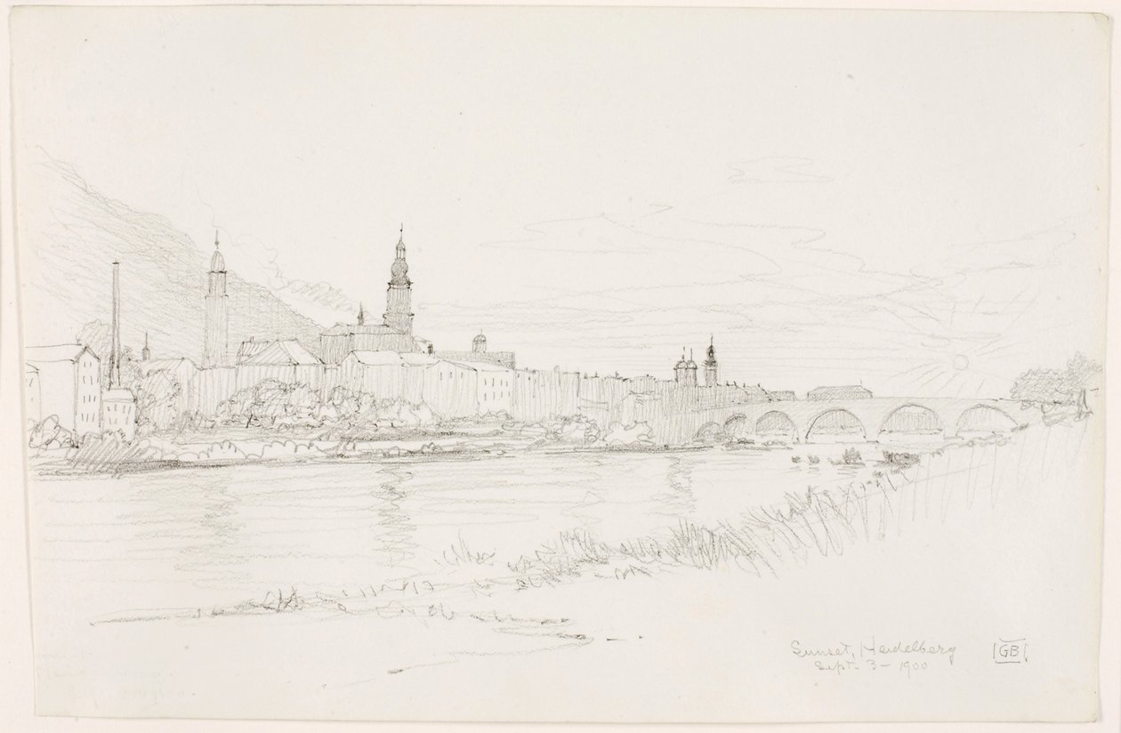 Zonsondergang, Heidelberg door George Elbert Burr