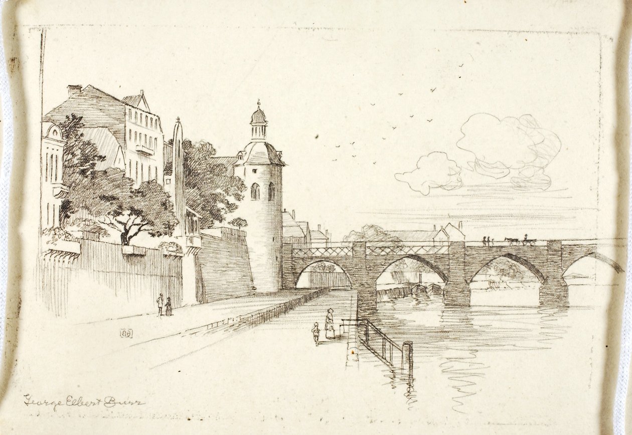 Zonder titel (Oude brug over de Moezel) door George Elbert Burr