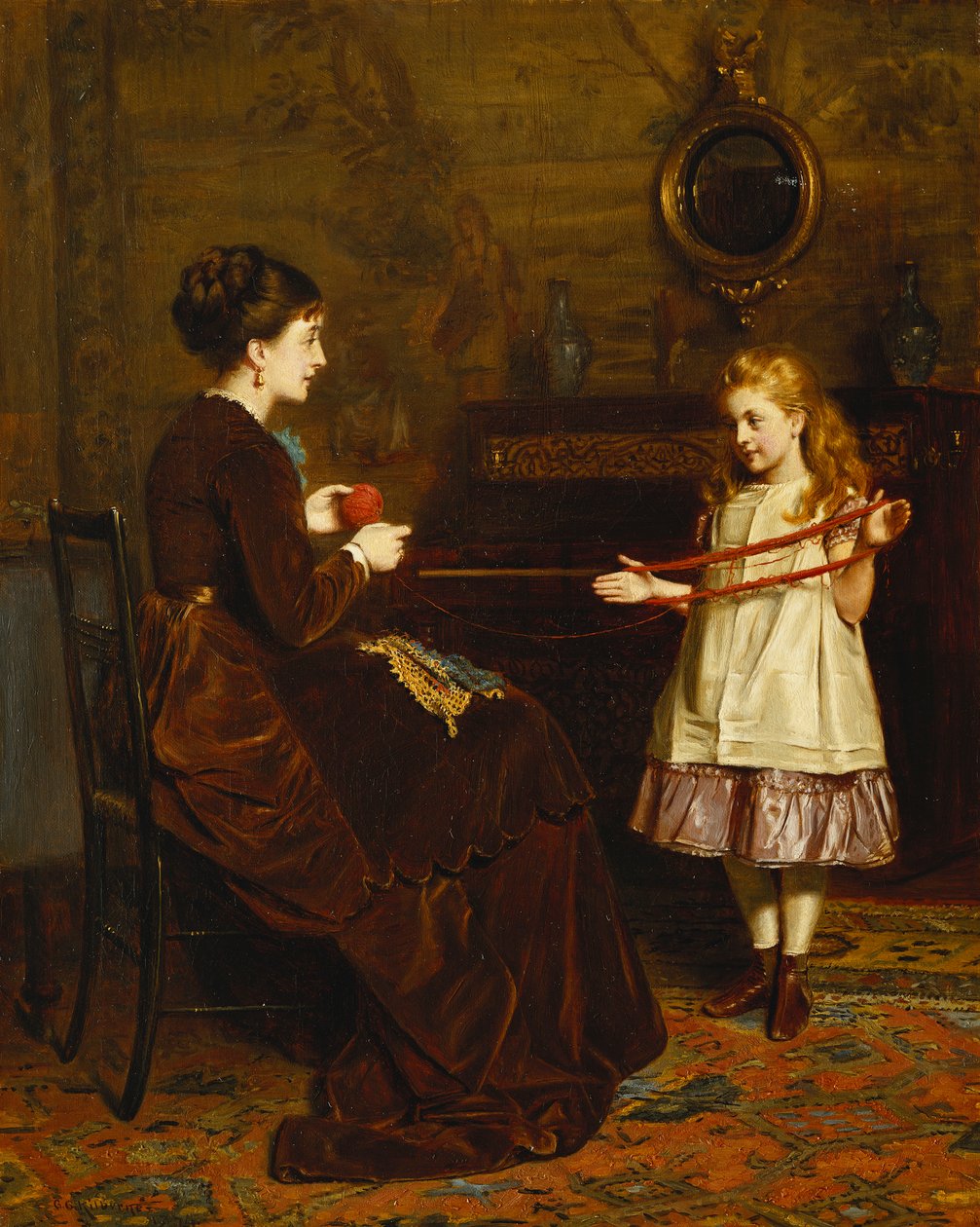 Moeders kleine helper, 1874 door George Goodwin Kilburne