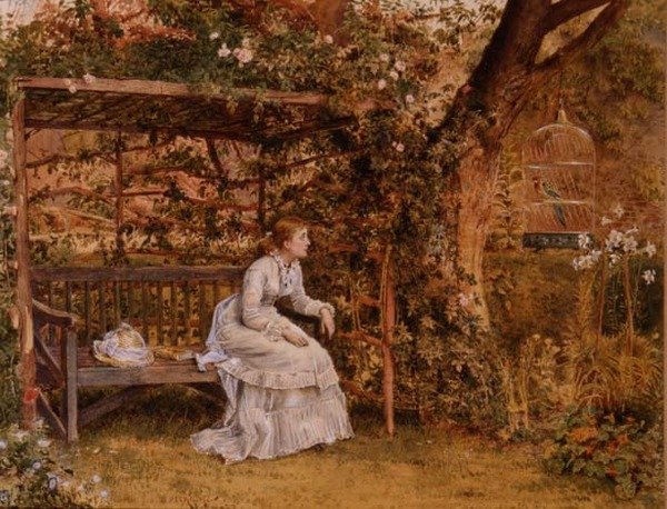 De dame en haar papegaai door George Goodwin Kilburne