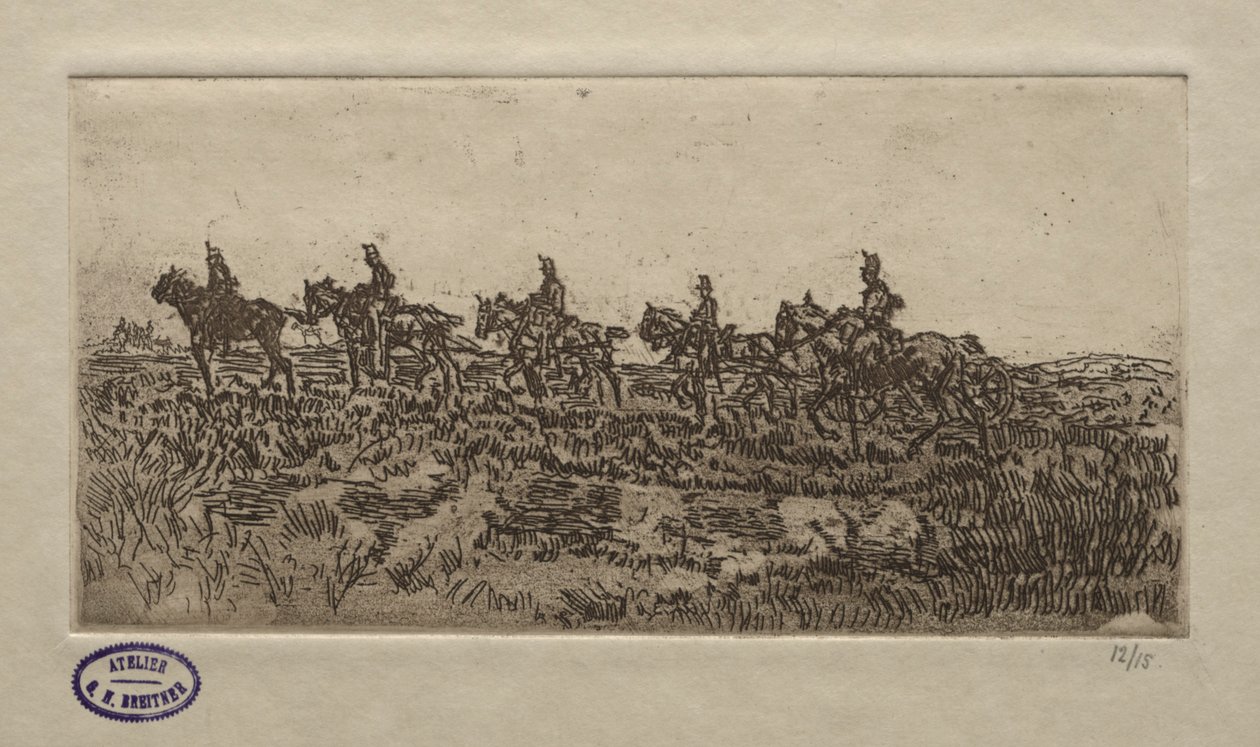 Cavaleriescène door George Hendrik Breitner