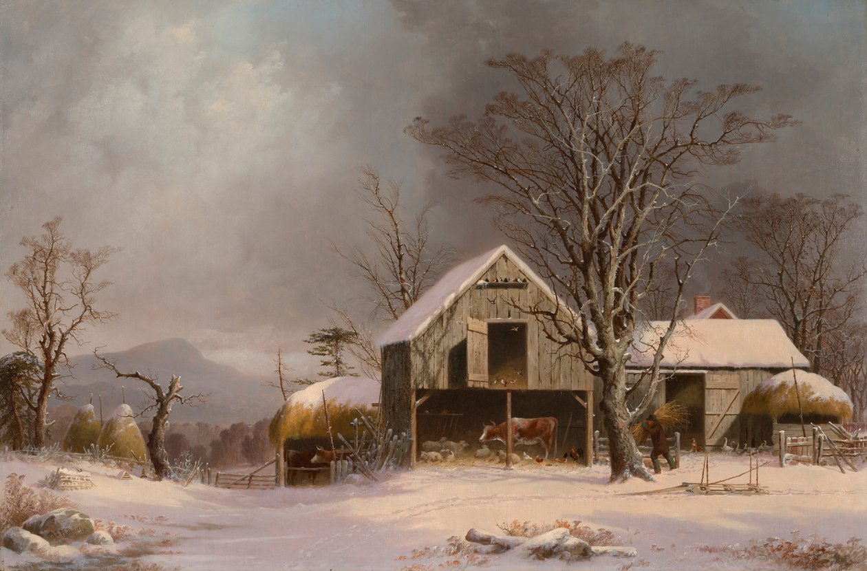 Winterscène in New England door George Henry Durrie