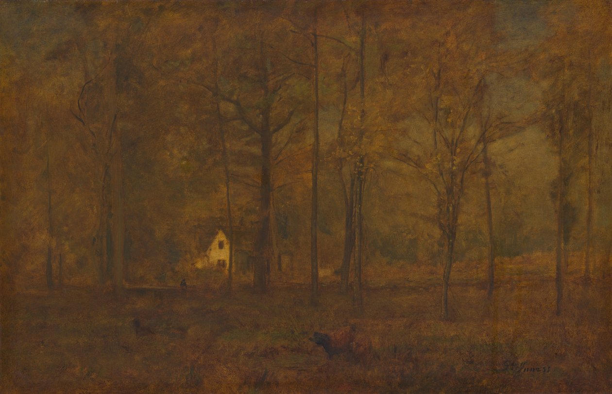 Herfstbossen door George Inness