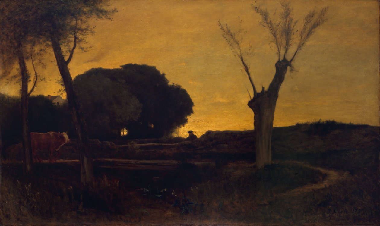 Avond in Medfield, Massachusetts, 1875 door George Inness