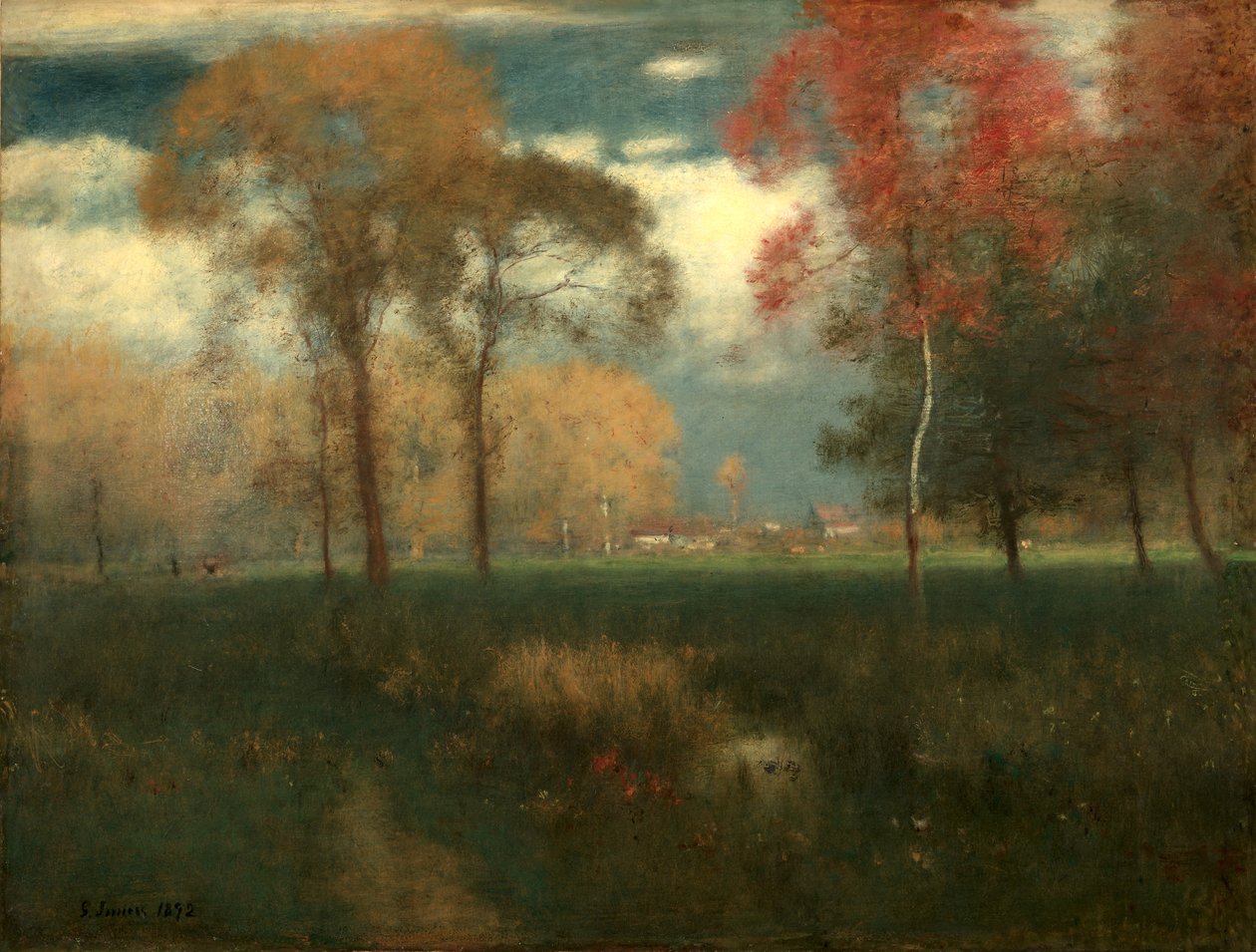 Zonnige herfstdag door George Inness