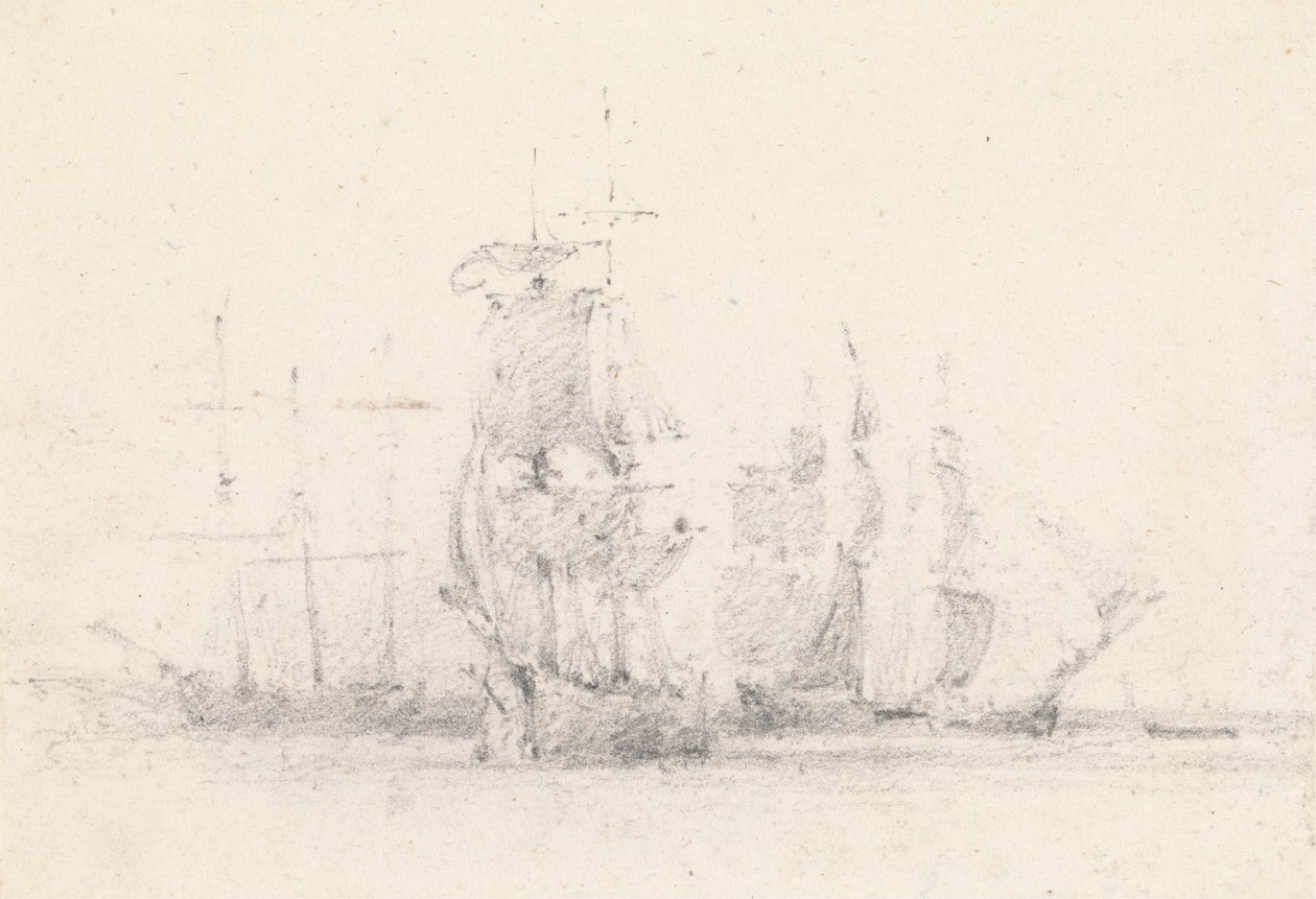 Studie van zeilschepen door George Jones