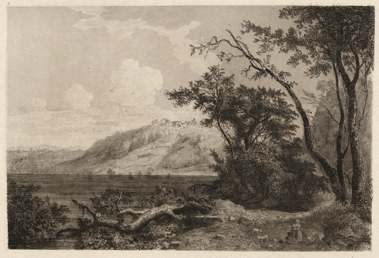 Uitzicht op het Meer van Nemi door George Loring Brown