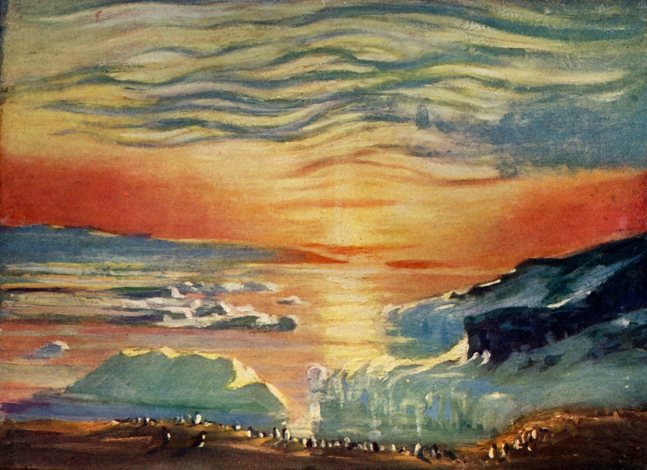 De herfstzonsondergang, ca. 1908 door George Marston