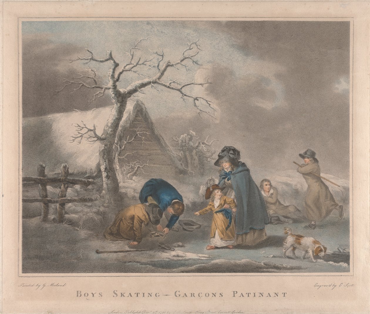Set van Vier: Jongens aan het Schaatsen door George Morland