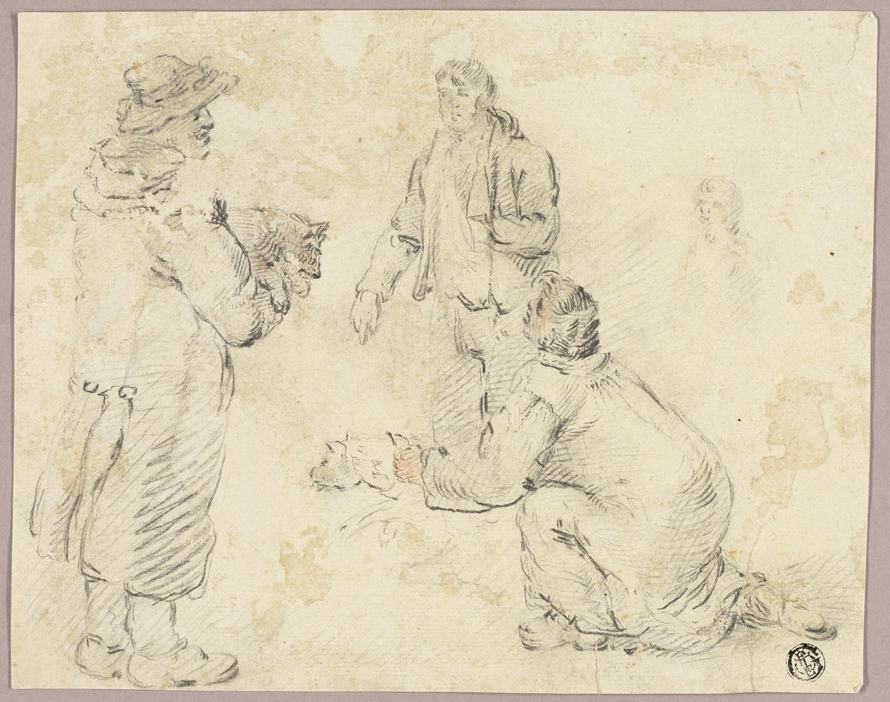Drie mannen met honden door George Morland