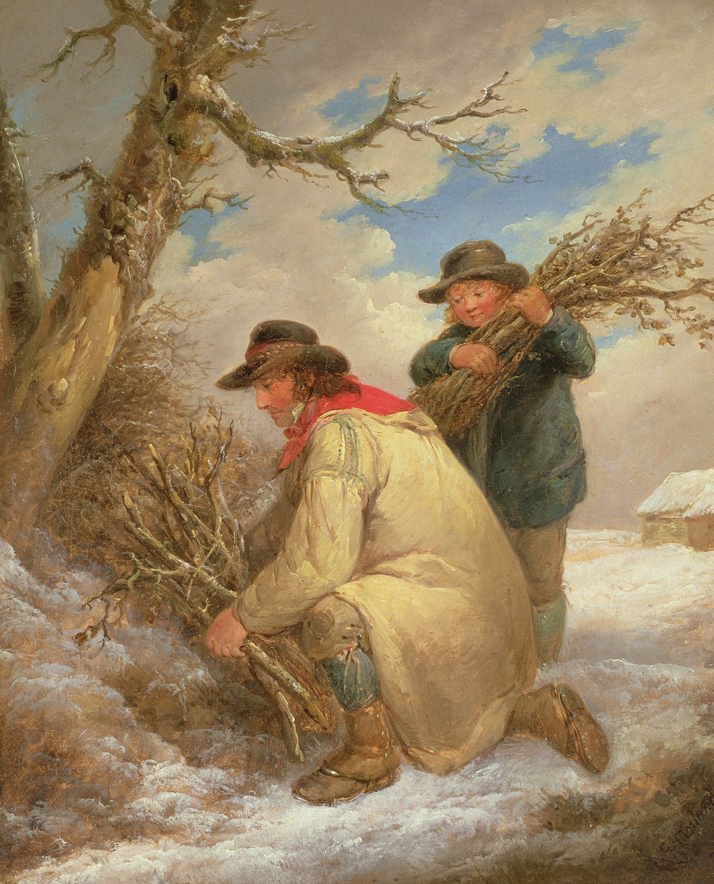 Takverzamelaars in de sneeuw door George Morland