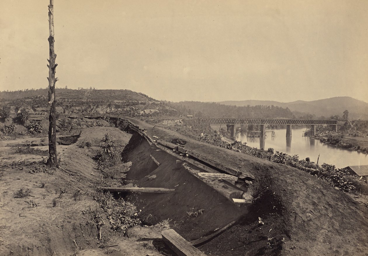 Verdedigingen van de Etawah-brug door George N. Barnard