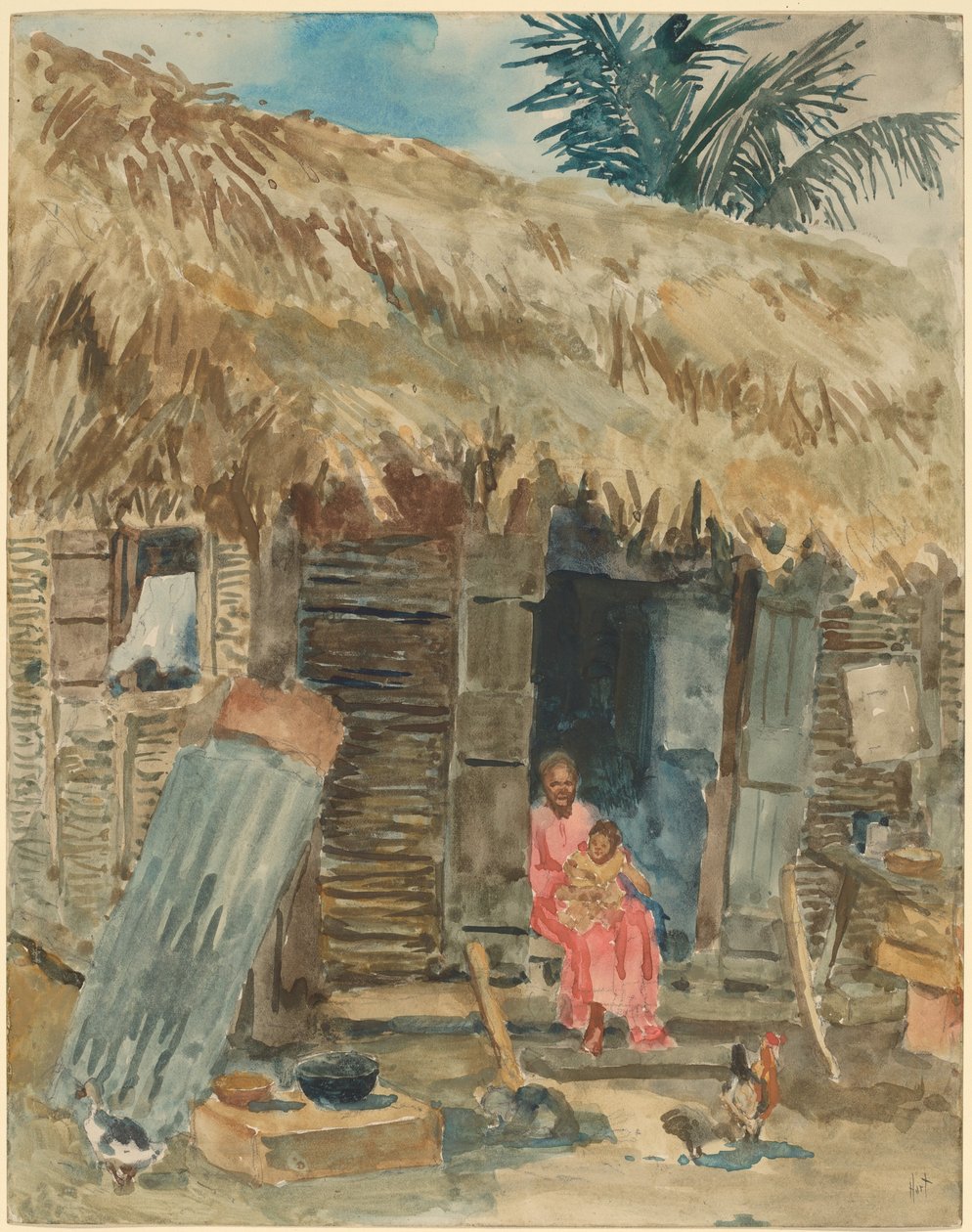 Hut in Trinidad door George Overbury