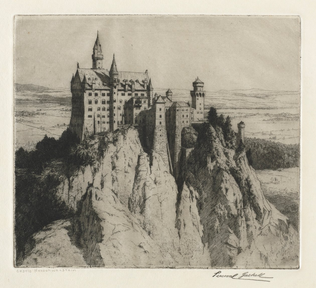 Kasteel Neuschwanstein, eind 1800s-begin 1900s door George Percival Gaskell