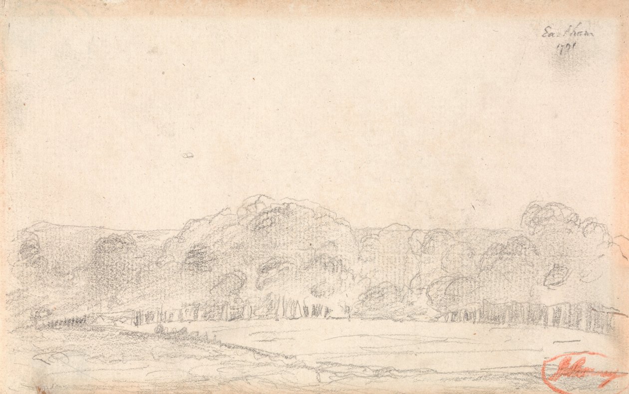 Landschap, mogelijk Eartham door George Romney