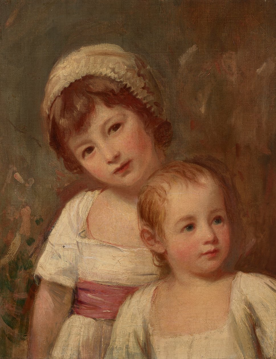Portret van twee kinderen, halflang door George Romney