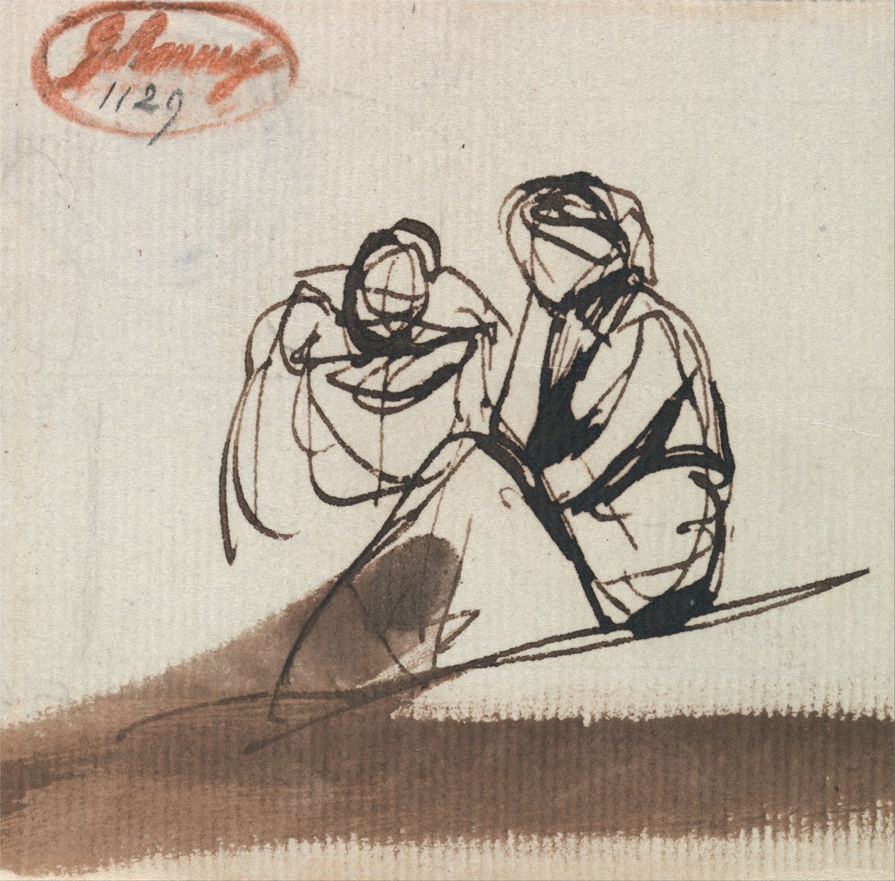 Twee zittende figuren door George Romney