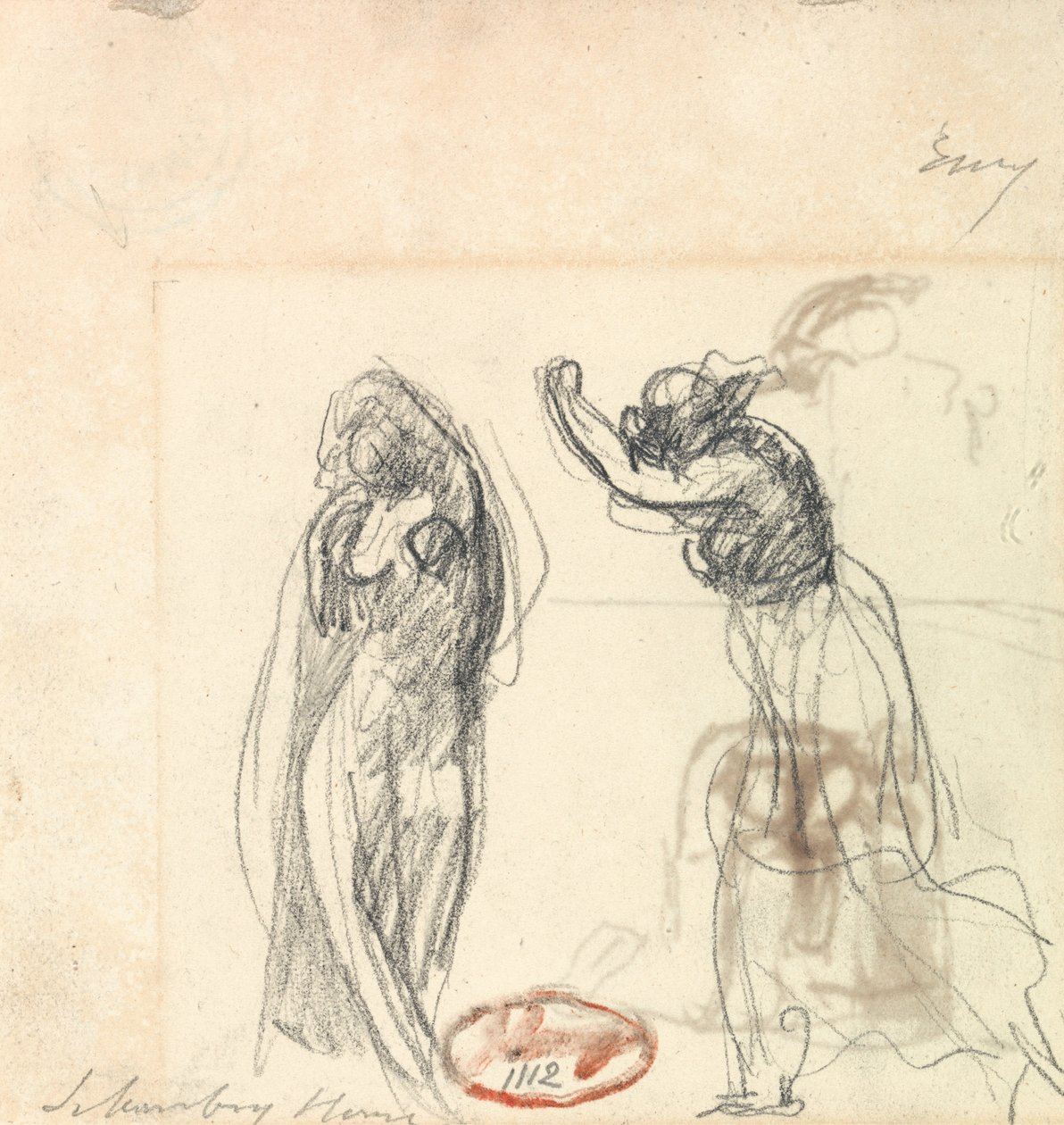 Twee schetsen van een vrouwenfiguur door George Romney