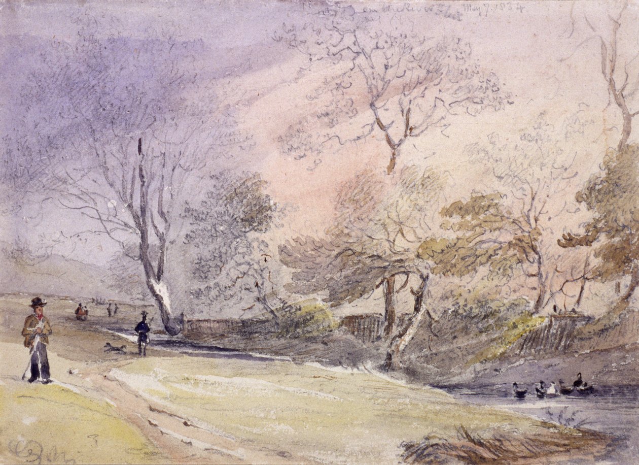 Fleet River, Hampstead, Londen, 1834 door George Shepheard