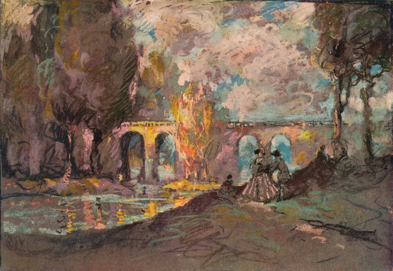 Een landschapstijdschets, ca. 1916 door George Sheringham