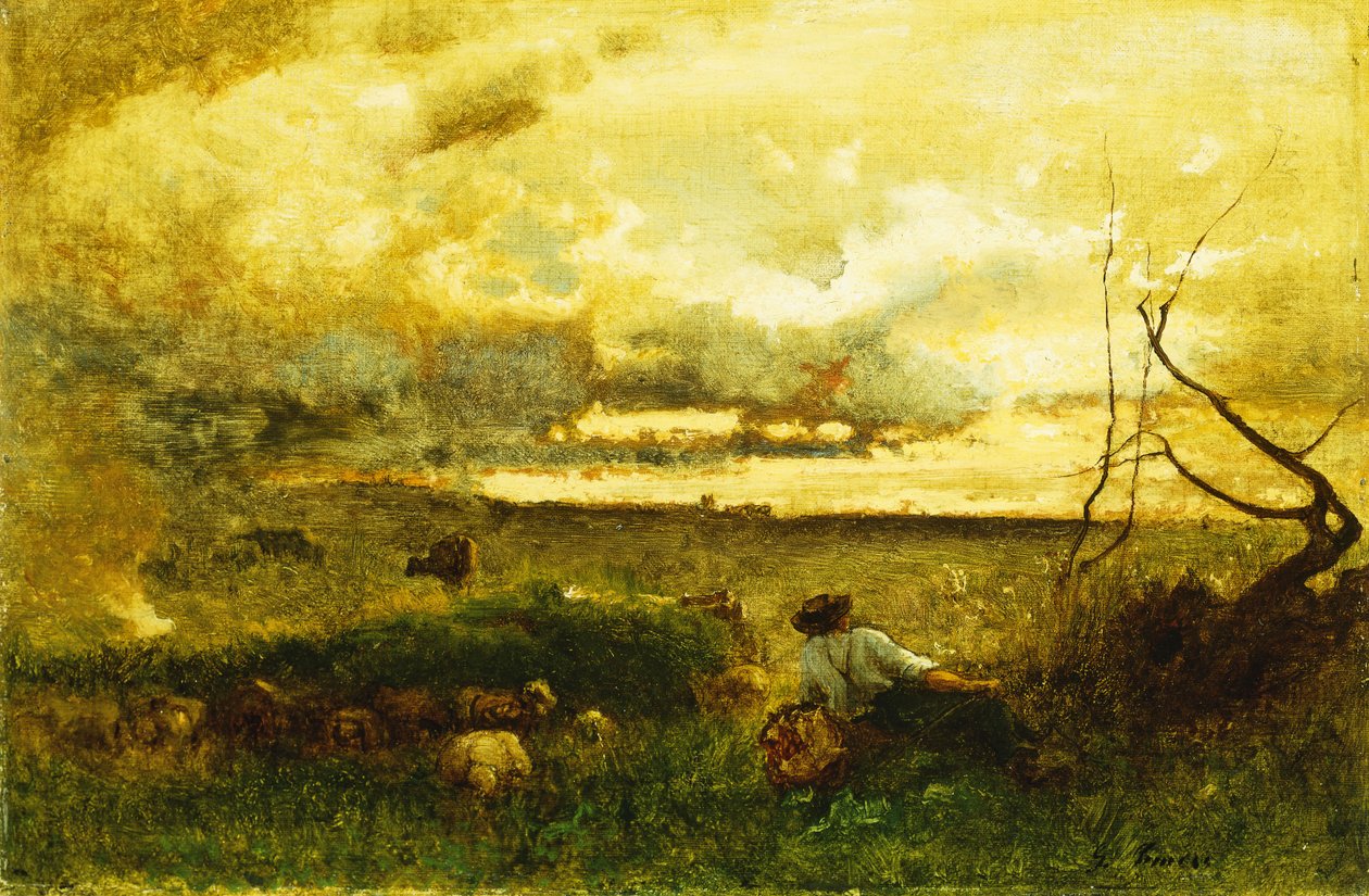 Gouden zonsondergang door George Snr. Inness