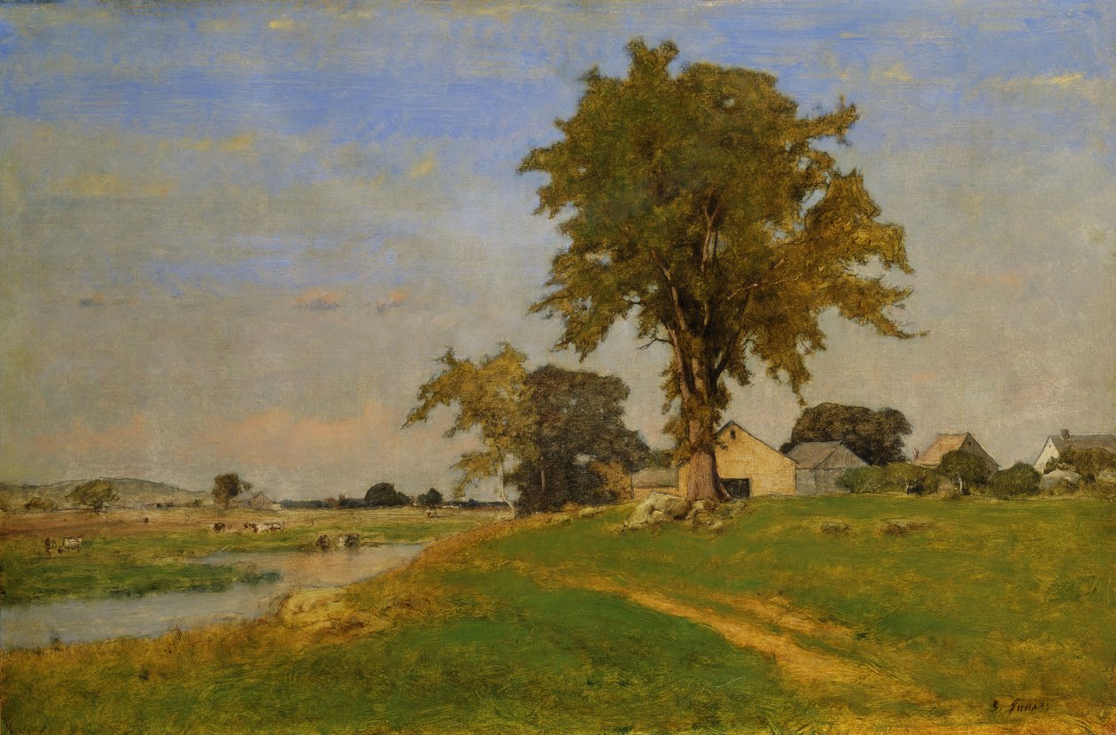 Oude iep in Medfield door George Snr. Inness