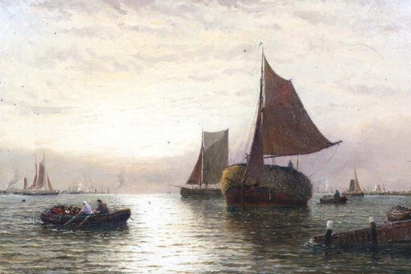 Avond scheepvaart door George Stanfield Walters