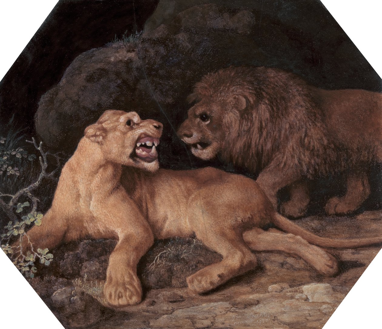 Leeuw en leeuwin door George Stubbs