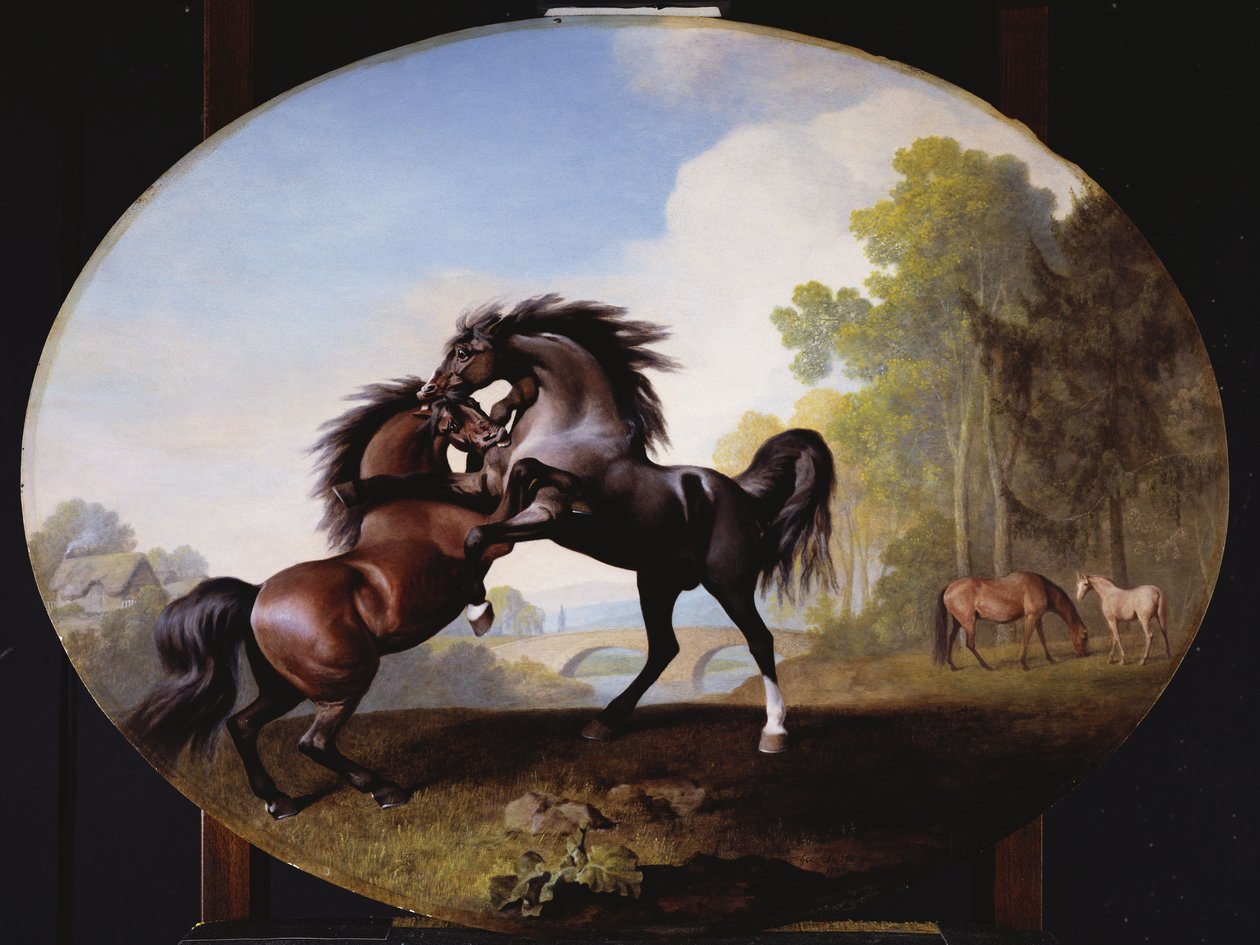 Vechtende hengsten door George Stubbs