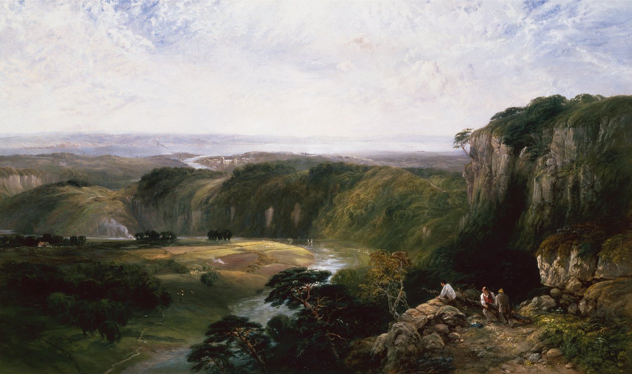 Chepstow vanaf de Windcliff door George Vicat Cole