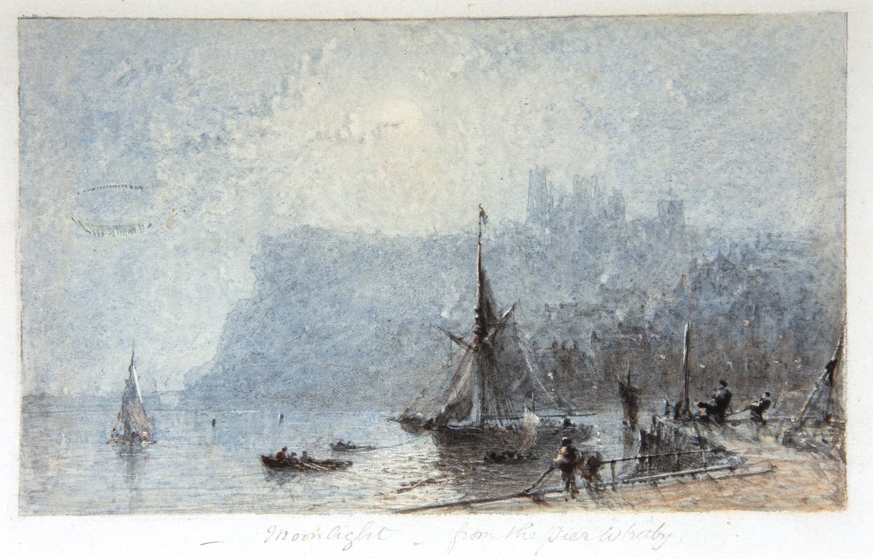 Maanlicht - vanaf de Pier Whitby door George Weatherill
