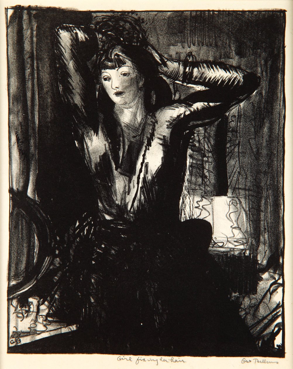 Meisje dat haar haar doet door George Wesley Bellows