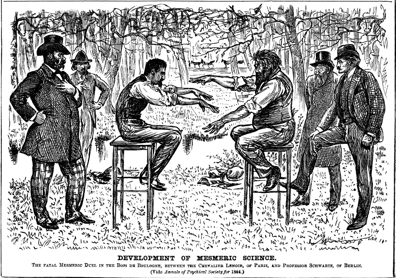 Ontwikkeling van Mesmerische Wetenschap, 1883 door George du Maurier