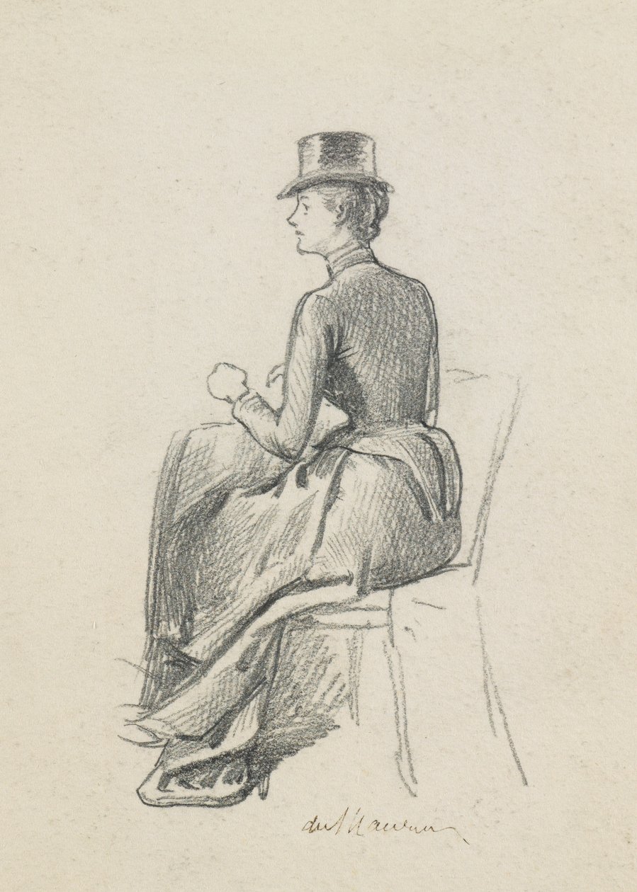 Meisje in een rijgewaad door George du Maurier