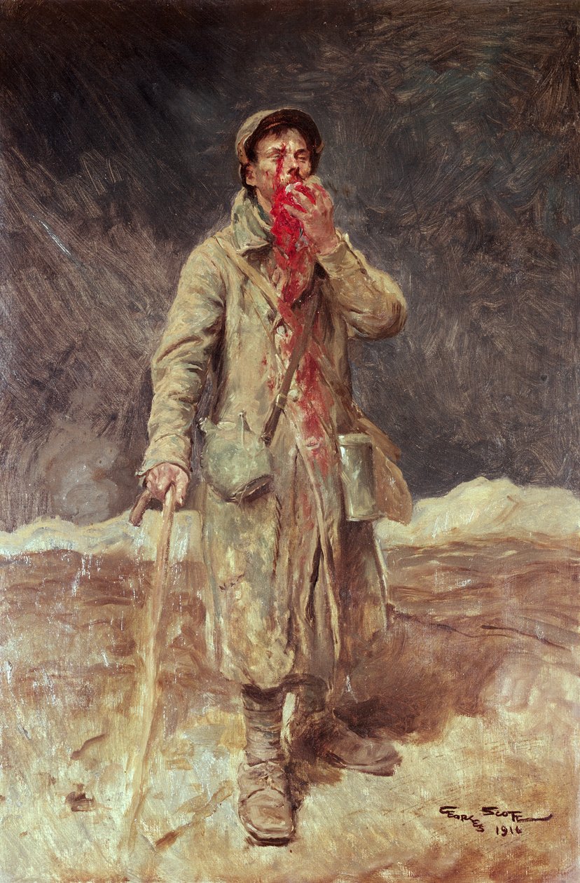 Een gewonde soldaat, 1916 door Georges Bertin Scott