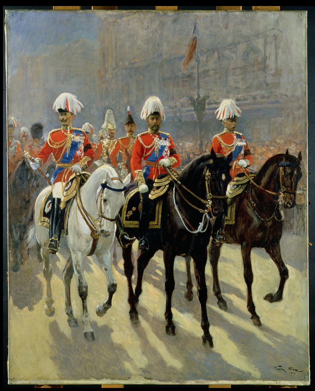 George V (1865-1936) in processie, 1910 door Georges Bertin Scott
