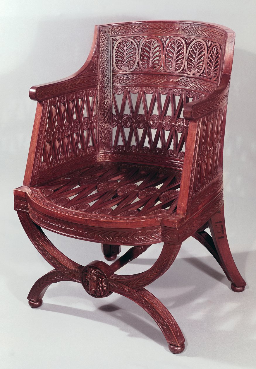 Louis XVI stijl fauteuil (acaciahout) door Georges Jacob