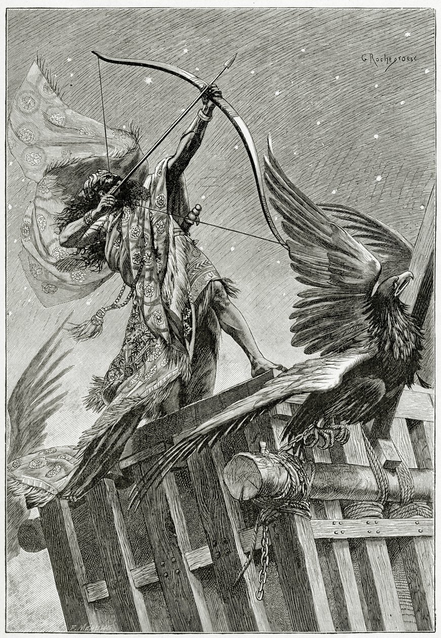 Nemrod, 19e eeuw (gravure) door Georges Marie Rochegrosse