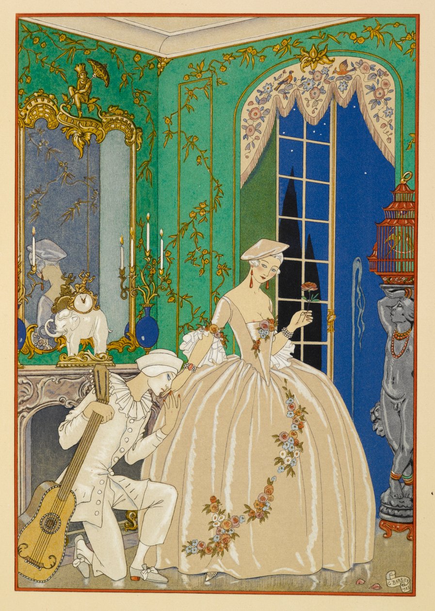 À Clymène. Een vrouw en muzikant. door Georges Barbier