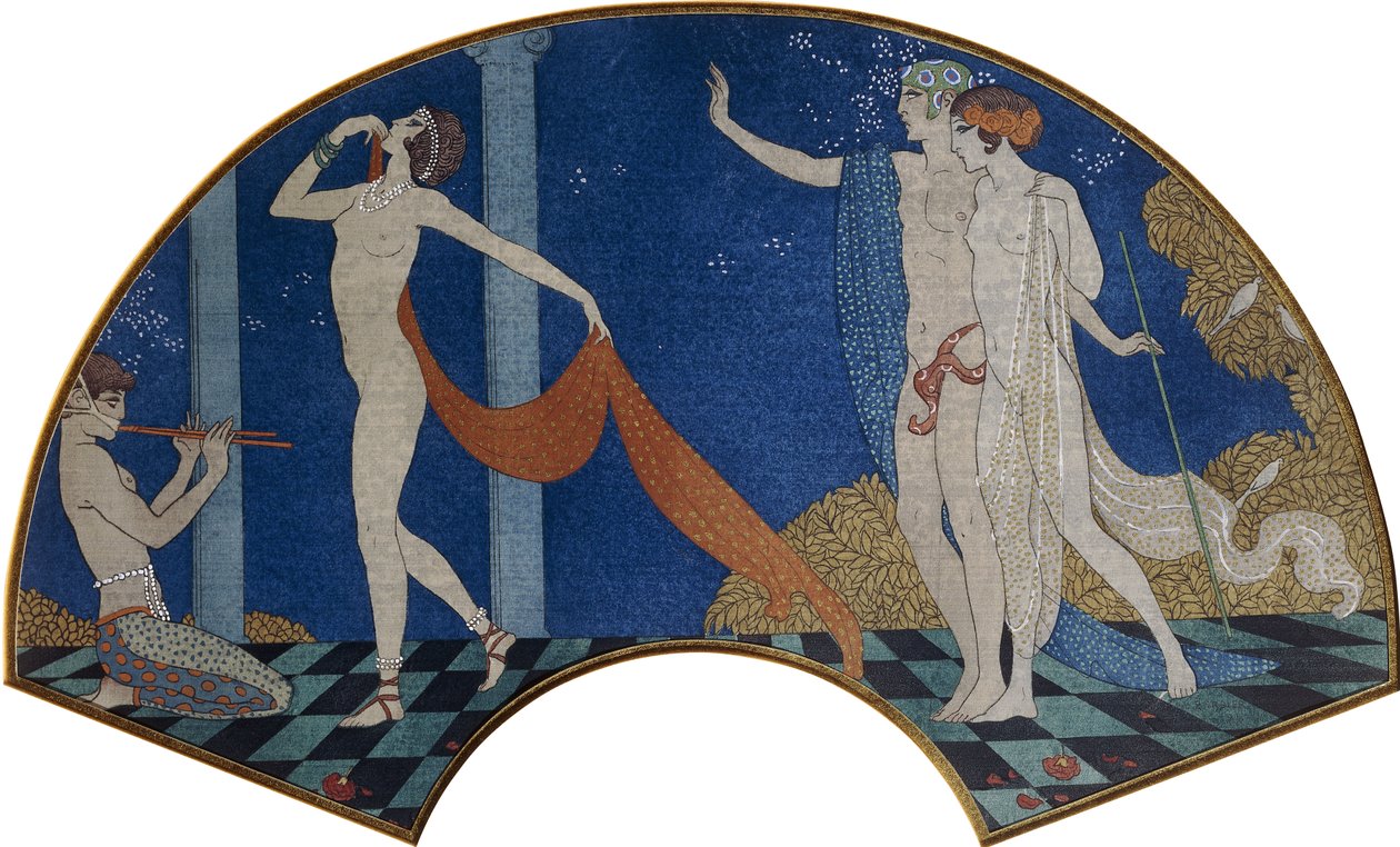 Dansende Figuren op een Terras door Georges Barbier