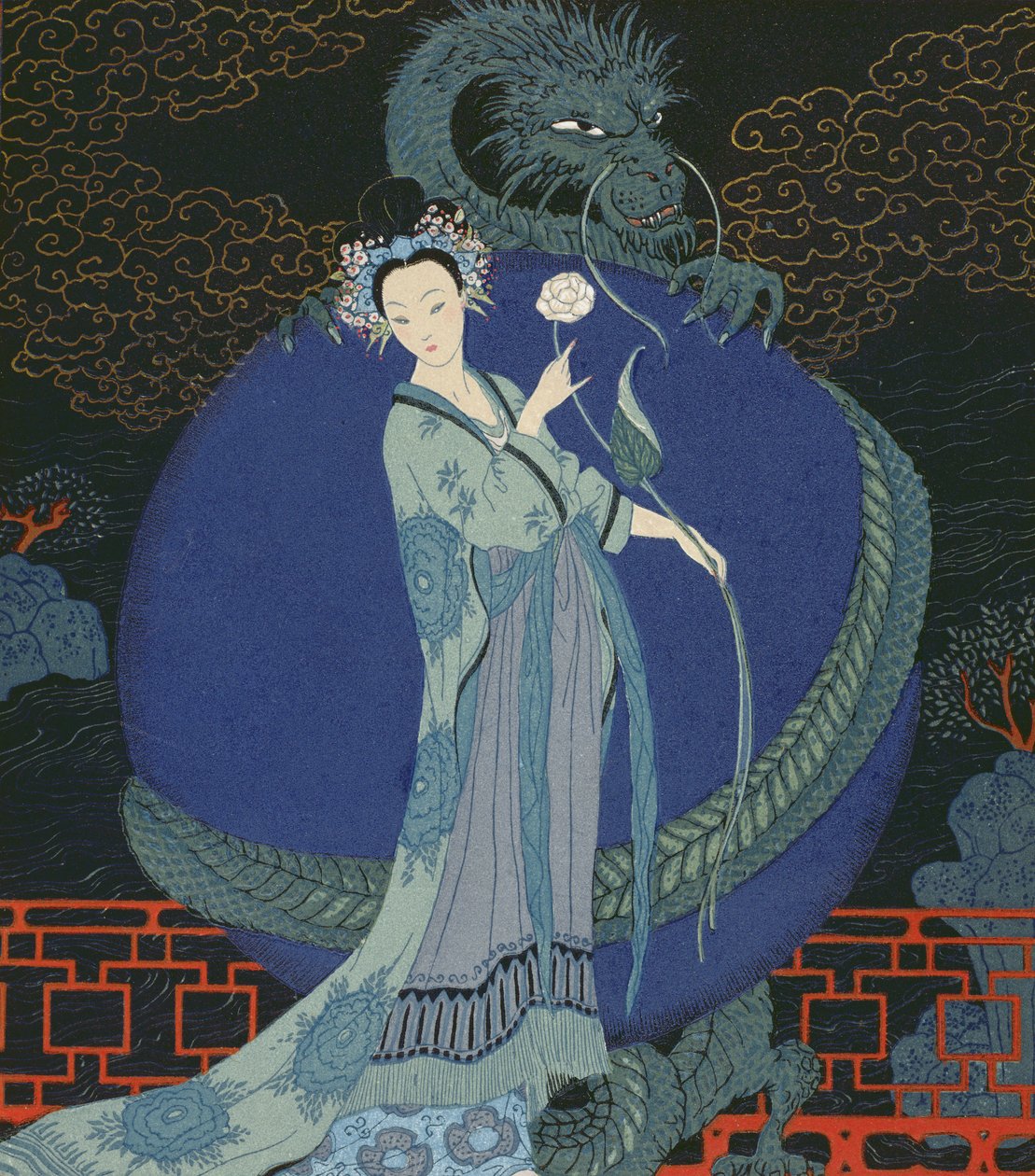 Dame met een Draak door Georges Barbier